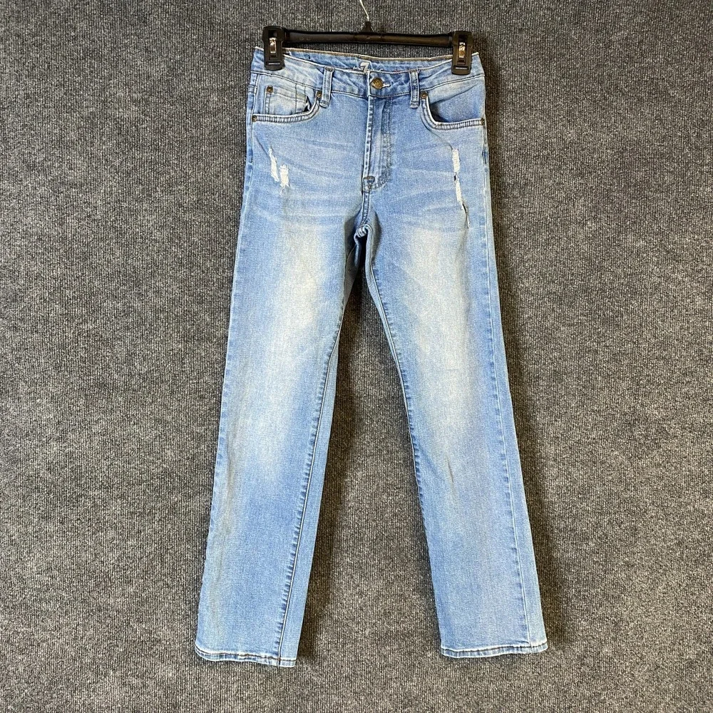 7 For All Mankind Kids Standard Light Wash Distressed Bootcut Jeans‎ Size 14